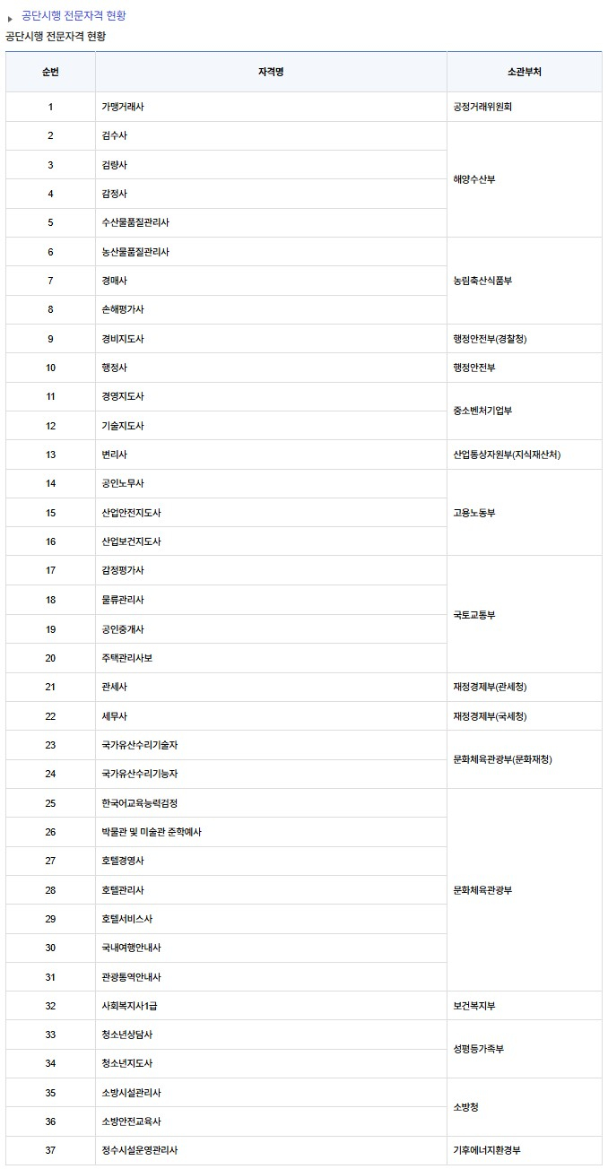 공단시행 전문자격 현황. /자료=한국산업인력공단.