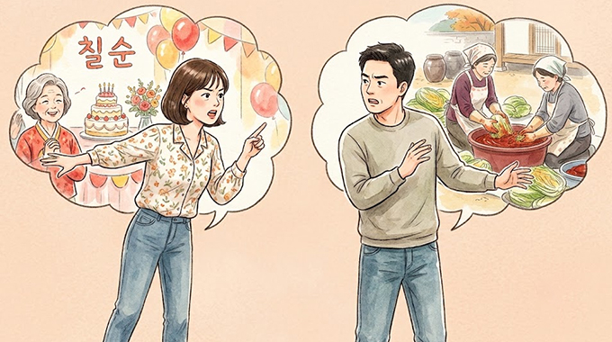 시가 김장 일정과 친정 어머니의 칠순 기념 가족 모임이 겹치자 남편이 일정 변경을 요구했다는 여성의 사연이 전해졌다. /사진=구글 인공지능(AI) 제미나이