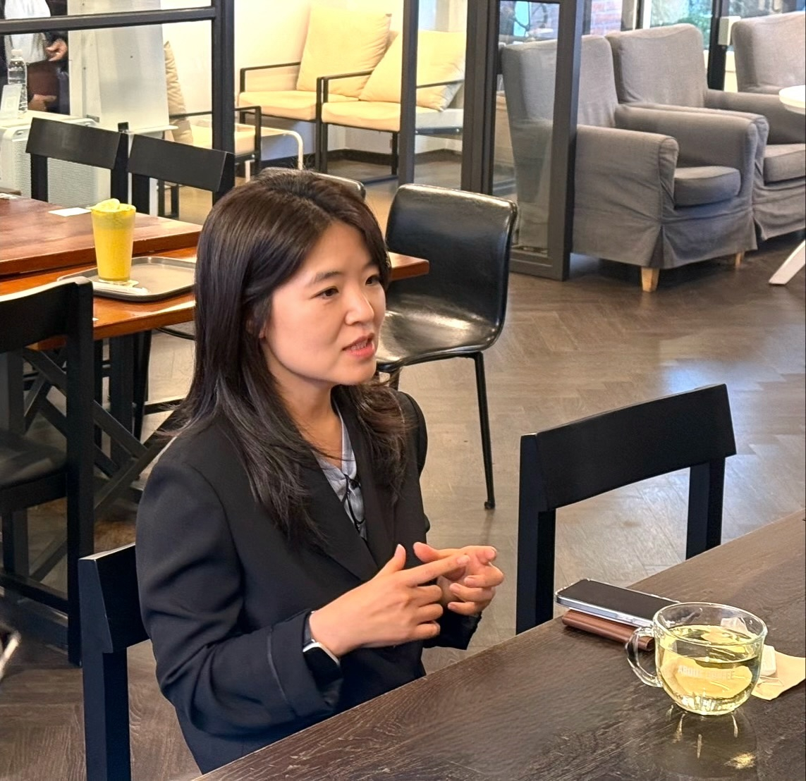 이미영 네이버페이(Npay) 페이인프라&비즈 책임리더가 지난 16일 제주 서귀포에서 기자들과 인터뷰를 진행하고 있다./사진=이창섭 기자.