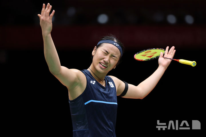 안세영이 우승 세리머니를 펼치고 있다. /사진=뉴시스