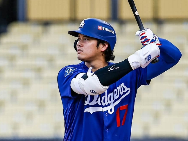 밀워키 브루어스와 내셔널리그 챔피언십을 앞두고 타격 훈련을 하고 있는 오타니의 모습. /사진=LA 다저스 공식 SNS