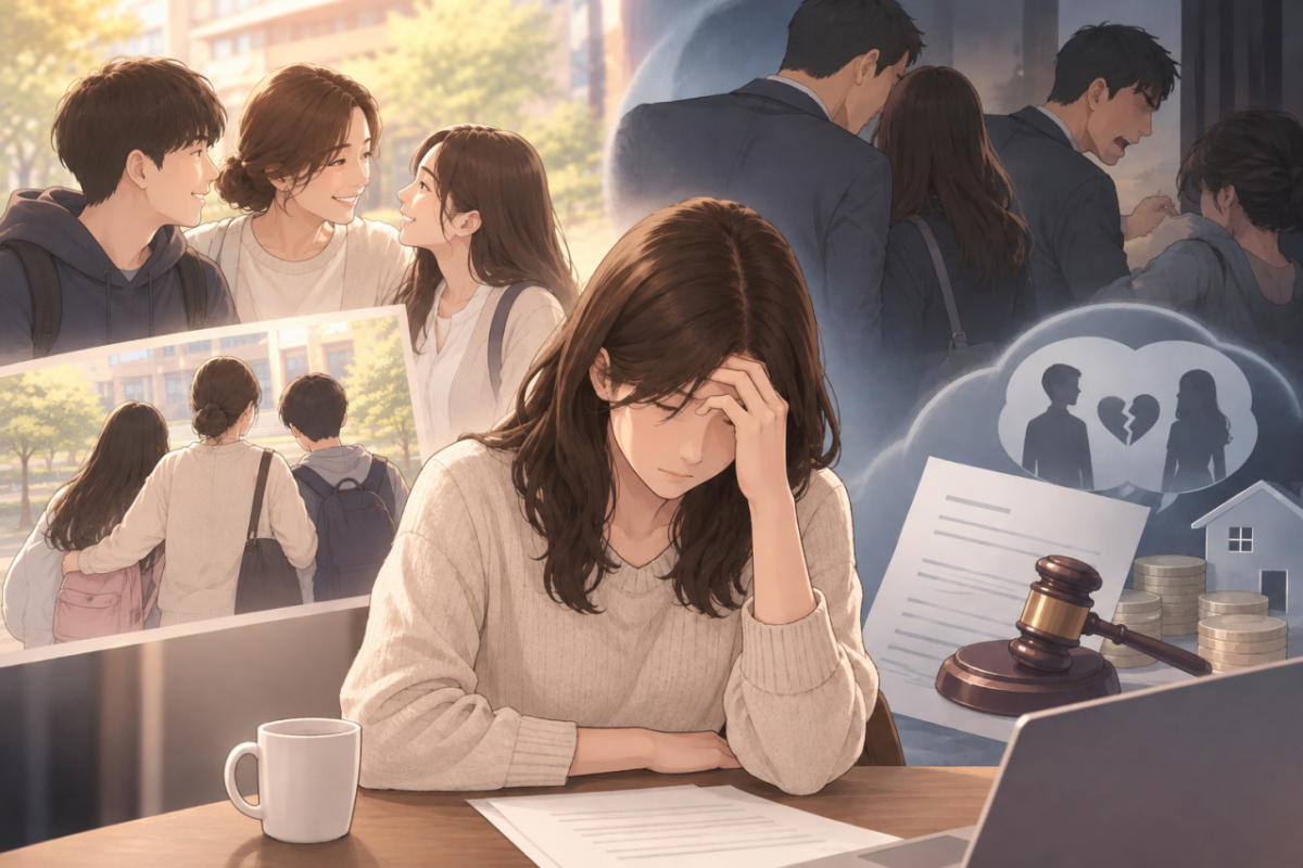 남편의 전혼 자녀까지 키우며 가정을 지켰지만 외도와 폭행으로 이혼한 여성이 뒤늦게 재산분할과 위자료를 받을 수 있는지 법적 조언을 구했다. 기사 이해를 돕기 위해 AI(인공지능)가 생성한 이미지./사진=챗GPT