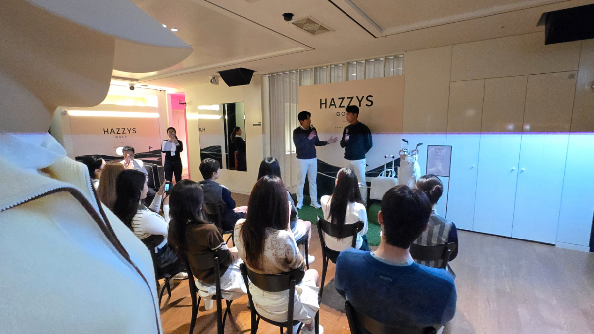 20일 오전 강남구 청담동 JB 골프클럽에서 진행한 LF의 헤지스골프 '스윙&스타일' 행사에서 홍순상 프로가 인삿말하고 있다. /사진=유엄식 기자