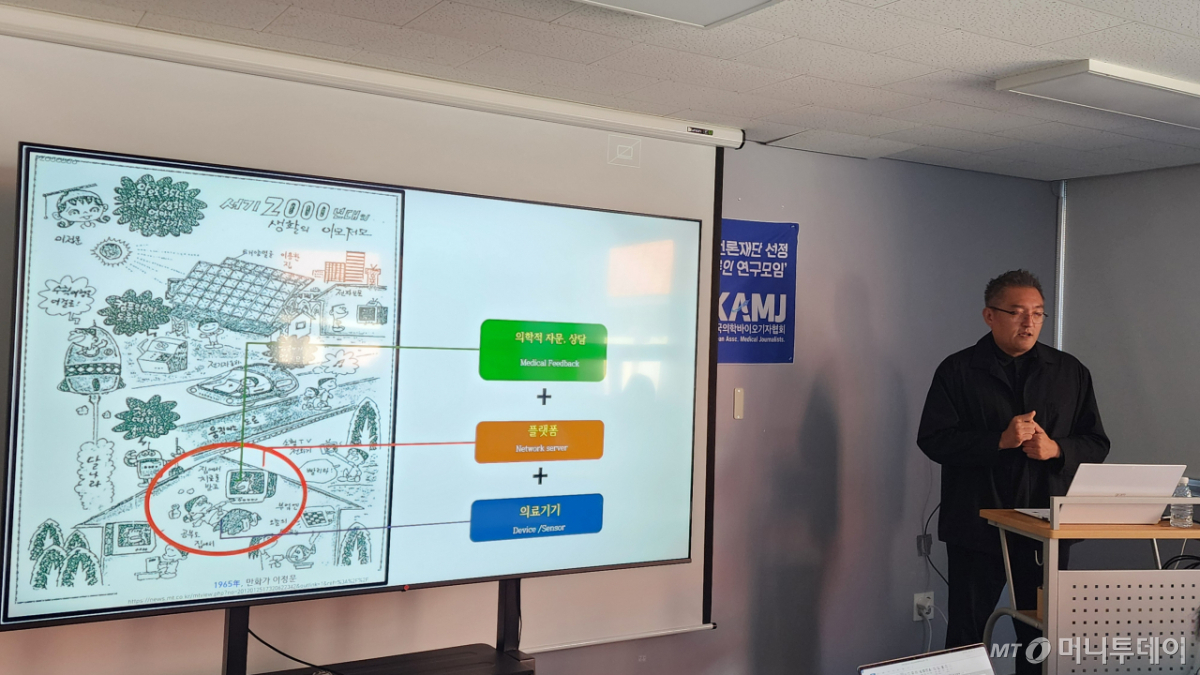 김헌성 한국원격의료학회 부회장(서울성모병원 내분비내과 교수)은 20일 서울 중구 모처에서 진행한 한국의학바이오기자협회 미디어 아카데미에서 "비대면진료는 만성질환 환자가 △의료기기 △플랫폼 △의학적 자문·상담 등 3가지 수단을 통해 기존 대면진료로 관리할 수 없던 사각지대를 관리하는 보완 장치가 될 것"이라고 강조했다. /사진=정심교 기자