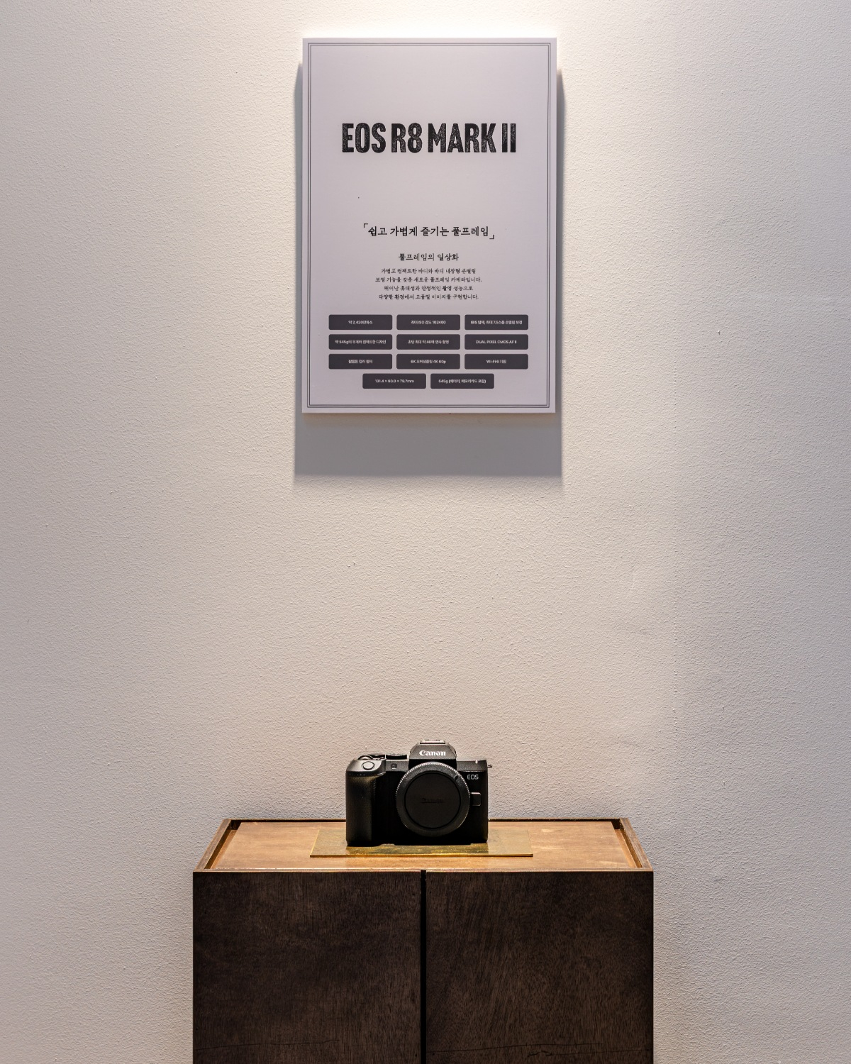 '캐논 사진 한방당' 팝업에 전시된 'EOS R8 MARK II'/사진 제공=캐논