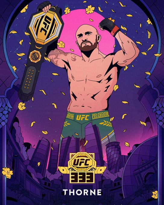 알렉산더 볼카노프스키의 기록 작성을 축하하는 UFC. /사진=UFC 공식 사회관계망서비스(SNS)