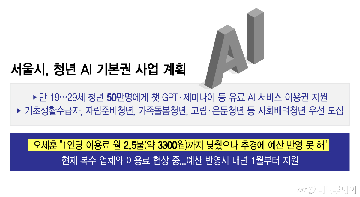 서울시, 청년 AI 기본권 사업 계획/그래픽=이지혜