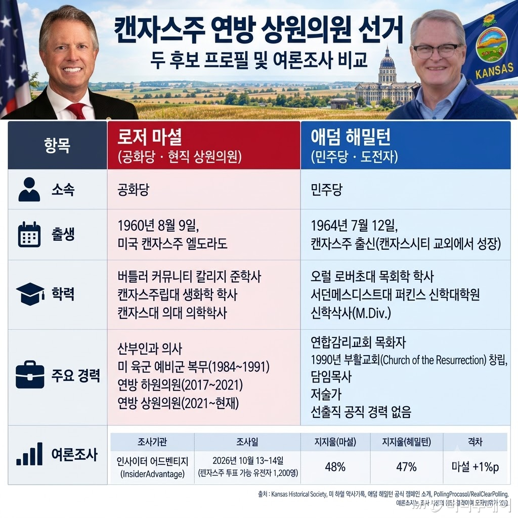 미국 중간선거 격전지 캔자스주(州) 두 후보 프로필 비교