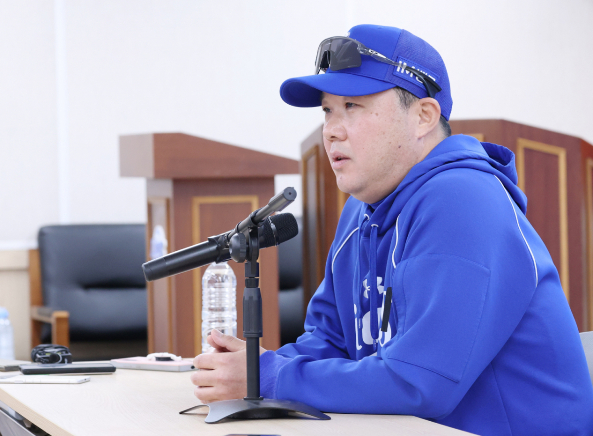 2026 KBO 포스트시즌 플레이오프(PO) 2차전 삼성 대 KIA전이 27일 대구 삼성라이온즈파크에서 열렸다. 삼성 박진만 감독이 기자들의 질문에 답하고 있다. /사진=김진경 kim.jinkyung@