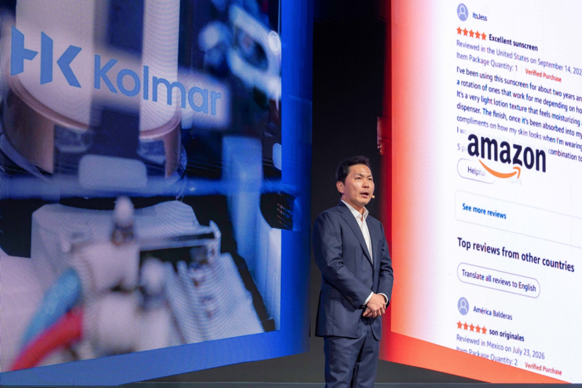 Yoon Sang-hyun, Vice Chairman of Kolmar Holdings, delivers a speech at 'Amazon Beauty in Seoul 2026,' held on the 27th at the Grand InterContinental Parnas in Gangnam-gu, Seoul. /Photo provided by=Kolmar Holdings