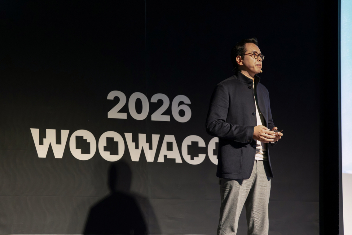 Kim Bum-seok, CEO of Woowa Brothers, delivers a keynote speech at "WoowaCon 2026," Oct. 28. / Woowa Brothers