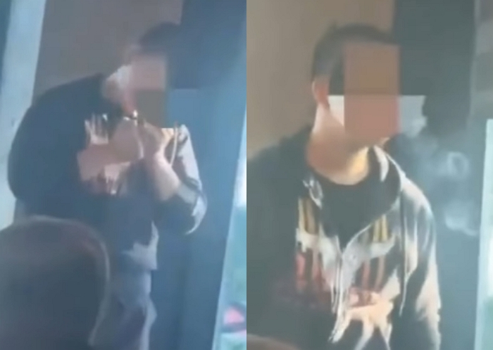 경기 김포시 한 카페에서 미성년자로 추정되는 남성이 담배를 피우는 모습이 담긴 영상이 공개돼 논란이 일고 있다. /사진=스레드