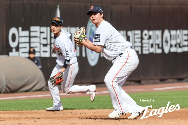 한화 이글스 노시환이 3루 수비를 하고 있다. /사진=한화 이글스 제공