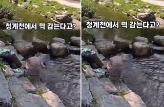 동전 싹쓸이도 모자라 때 미는 여자 등장…'청계천 빌런' 또 나왔다
