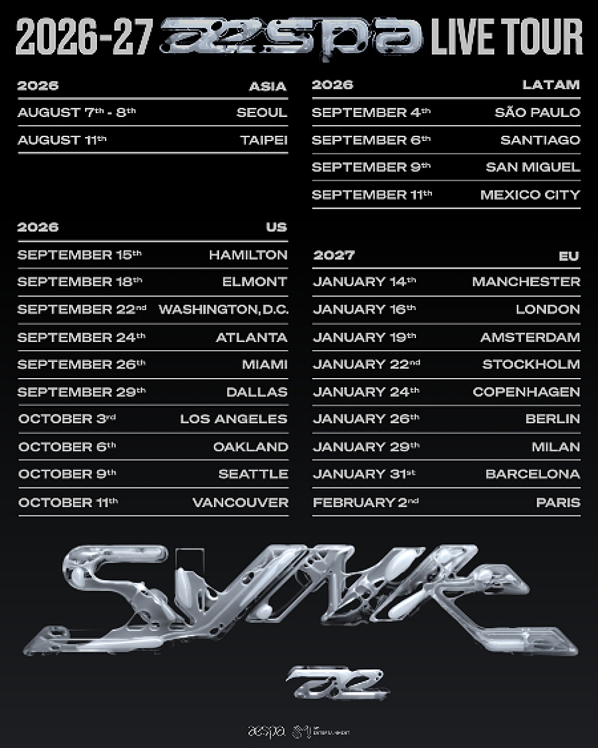 에스파, 전 세계 25개 도시 월드투어 추진...8월 서울 공연 스타트 - 뉴스 썸네일 이미지
