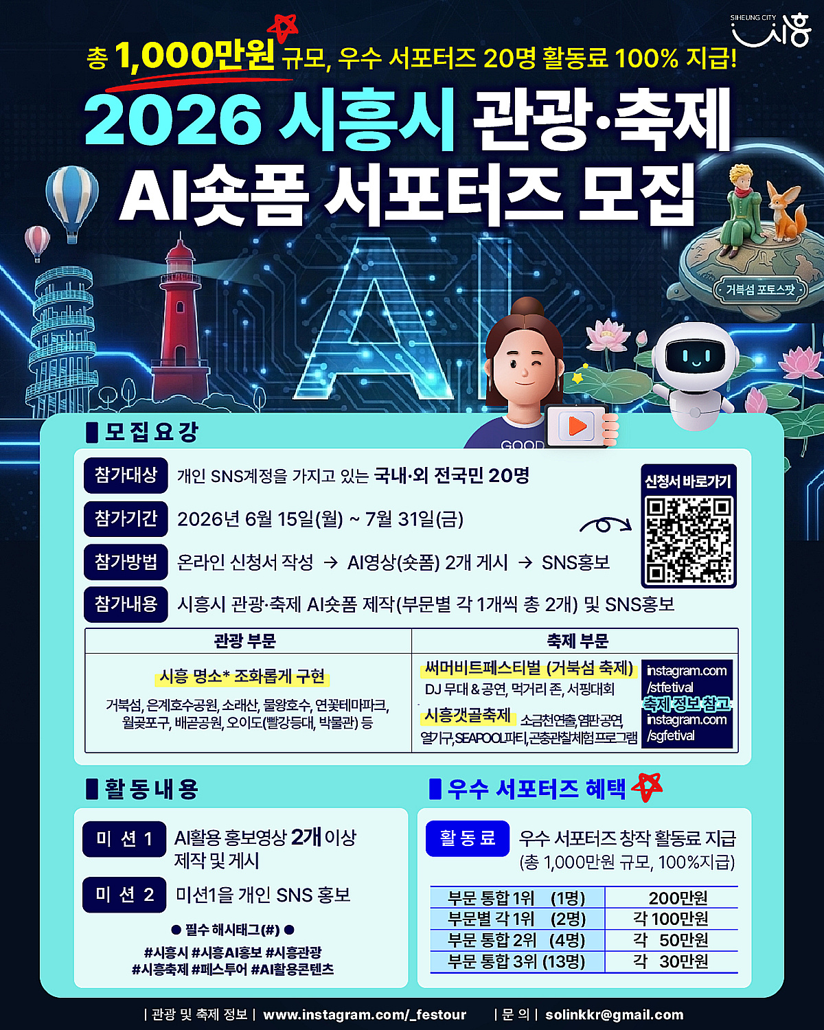 시흥시 'AI 숏폼 서포터즈' 모집…관광·축제로 숨은 시흥의 매력 발굴