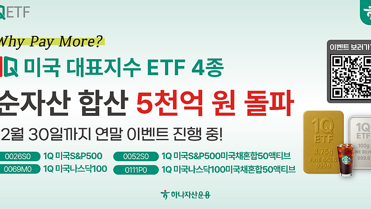 하나자산운용, 미국대표지수 ETF 4종 순자산 5000억 돌파 - 머니투데이