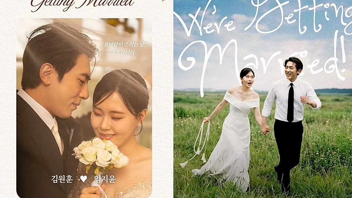 김원훈과 엄지윤의 웨딩 화보 콘셉트 사진