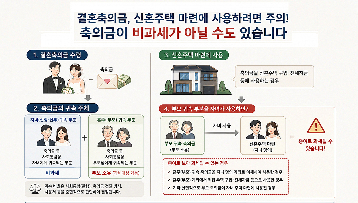 축의금으로 신혼집 마련했다가 증여세 폭탄? 세금 피하는 법