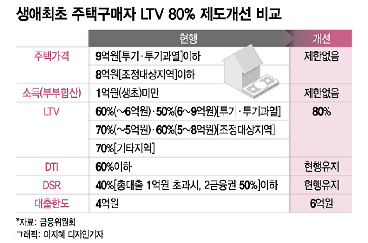 생애 첫 집 살때 80%까지 대출…