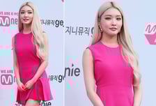 청하, 금발+핫핑크 미니드레스 매치…"바비인형 같아"