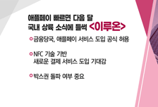 [매매의 기술] 애플페이 빠르면 다음 달 국내 상륙 소식에 들썩 <이루온>