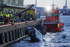 물에 빠진 테슬라, 바다 위 사우나가 탑승자 살렸다