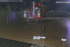추석 당일 출렁다리 난간 넘은 남성, CCTV 포착돼 무사 구조
