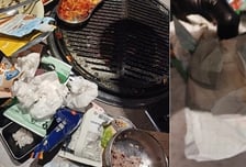 "똥기저귀 버리고 가" 고깃집 테이블에 쓰레기 가득…젊은 부부에 공분