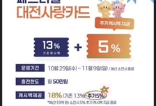 대전시, 코리아 페스티벌 기간 '대전사랑카드' 18% 특별 캐시백 제공