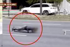 [영상]목숨 건 '민폐 인방'…출근길 강남 9차선 도로서 '팔굽혀펴기'