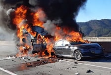 고속도로 뒤덮은 시커먼 연기…7중 추돌 사고에 차량 3대 전소