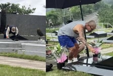 故 서희원 묘만 지키는 구준엽…목격 팬 "무척 쓸쓸해 보여"