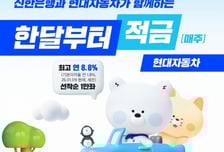 신한은행, 현대차 사면 최대 연 8.8% 금리…'한달부터 적금' 출시