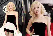 로제, 금발에 아찔 초미니드레스…그래미 레드카펫 빛냈다[영상]