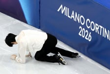 피겨 차준환, 점프 실수 '눈물'…0.98점 차이로 최종 4위 '메달 불발'