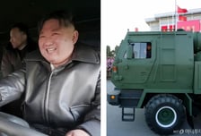 방사포차 직접 운전한 김정은…"교전 상대국 삽시 붕괴될 것"
