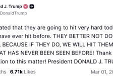 트럼프 "이란이 보복?…전례 없는 힘으로 응징할 것"