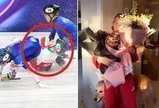 '스케이트 날에 안면 베인' 쇼트트랙 스타, 수술 후 얼굴 '절반' 가린 안타까운 근황 "눈 잃을 뻔했다"