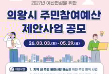 "내 동네 예산, 내가 짠다"…의왕시 50억 규모 주민참여예산 공모