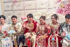 "생일도, 회사도, 결혼기념일도 함께"…중국 세쌍둥이 합동결혼식