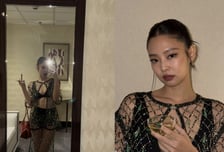 제니, 몸매 훤히 드러낸 옷 입고 '손가락 욕'...파격 셀카