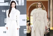 전지현, 런웨이 모델과 같은 옷 다른 느낌…청초한 올 화이트 룩