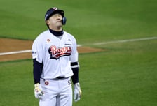 [포토] 아깝다 양석환 '동점에 만족'