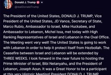 이스라엘-레바논 휴전, 3주 연장…미-이란 협상 재개로 이어지나