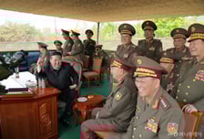 북한 김정은, '빨치산 창건일' 군부대 방문…포사격경기 참관