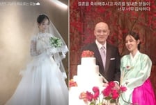 '두산家 며느리' 조수애, 결혼 8주년 자축…드레스·한복 눈길