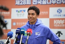 한국 신기록 턱밑까지 왔다! 조엘진, 100m '10초09' 비공인 우승... 김국영 기록에 0.02초 차 근접