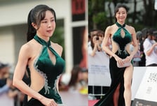배우 엄수빈, 눈 둘 곳 없는 파격 드레스 자태…걸을 때마다 '아찔'