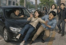 목 졸리다 도망간 여친, 그를 도우려던 시민…차로 밀어버린 40대남